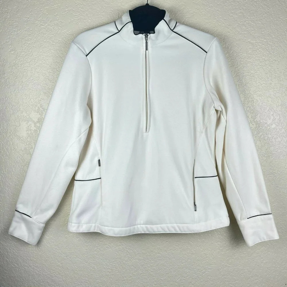GEAR FOR SPORTS Sweatshirt Women's Sz M Pullover Half Zip Mock Neck Pocket White